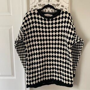 Delia Mckain Vintage 80s 90s Diamond Print Tunic Sweater Sz M Retro Whimsigoth